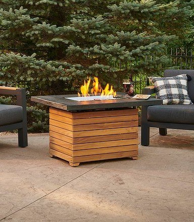 gas fire pit on patio