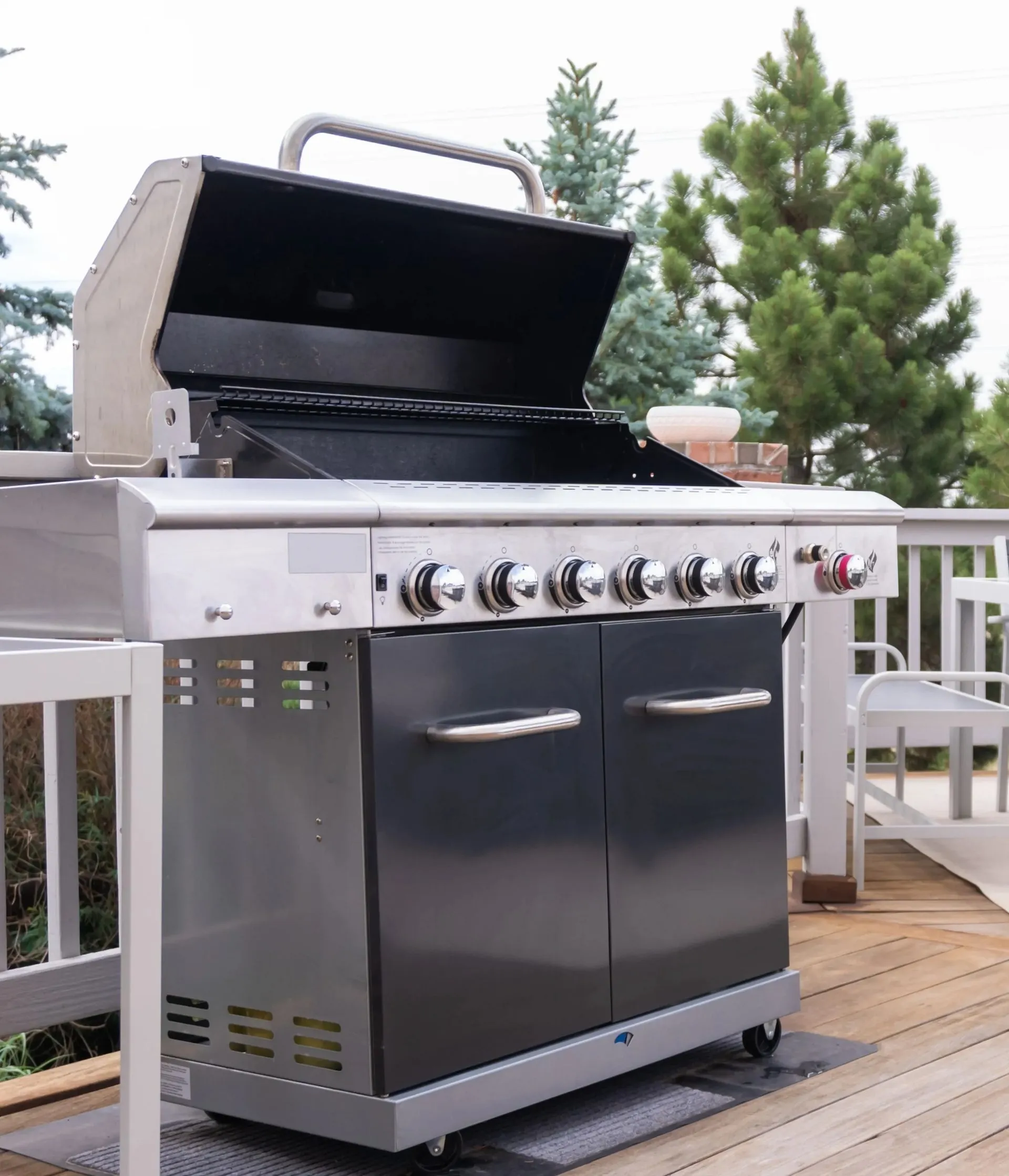 stainless steel grill on patio